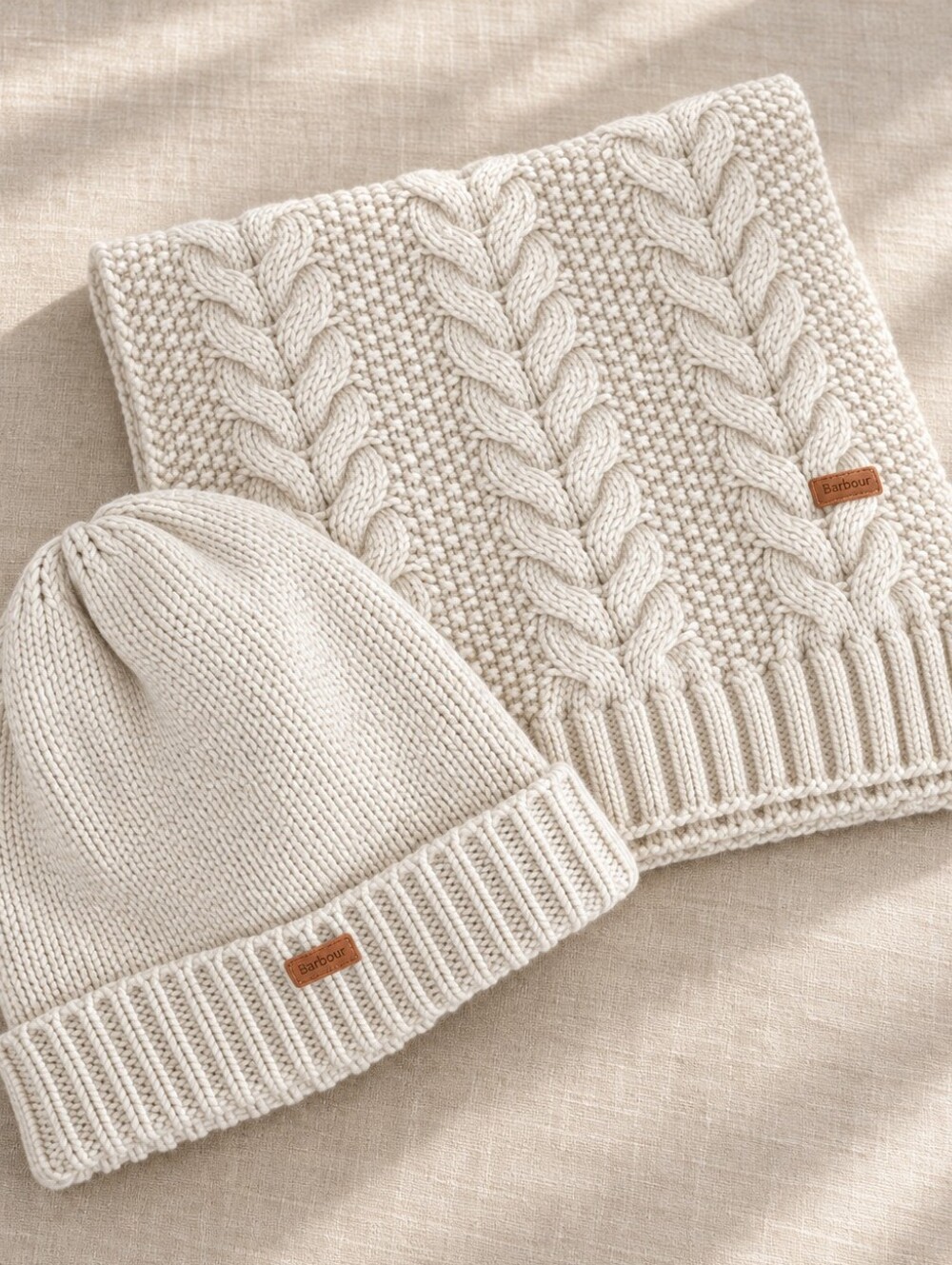 Barbour beanie and scarf set